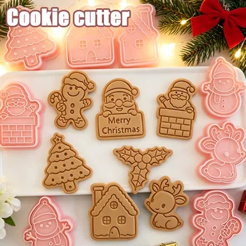 Weihnachts-Ausstechformen, 3D-Pressformen, Fondant-Ausstechformen, Backwerkzeuge für Weihnachtskekse, Kuchen