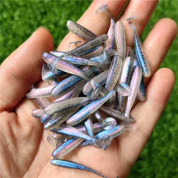 MUKUN 10PCS Micro Weiche Angelköder 3,5 cm 4 cm 5 cm T-schwanz Wurm Köder Kleine Künstliche Köder Jig Wobbler