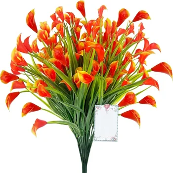 33 cm künstlicher Calla-Lilien-Blumenstrauß aus Kunststoff, UV-Schutz, Calla-Lilie, künstliche Blumen