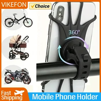 VIKEFON 360 drehbare Handy-Fahrrad- und Motorrad-Fahrrad-sichere Halterung, Silikon-Unterstützung