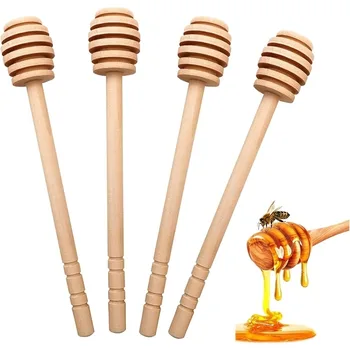 16 cm/6,3 Zoll Holz-Honig-Rührer, Honig-Pipper-Sticks, Wabenstäbchen aus Holz, Honiglöffel-Rührer für Karamell