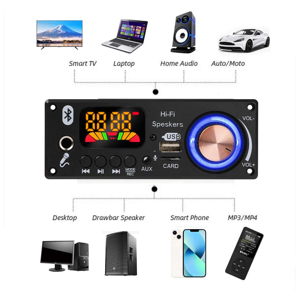 Bluetooth 5.1 MP3 WMA WAV Decoder Board 12V – Bild 5