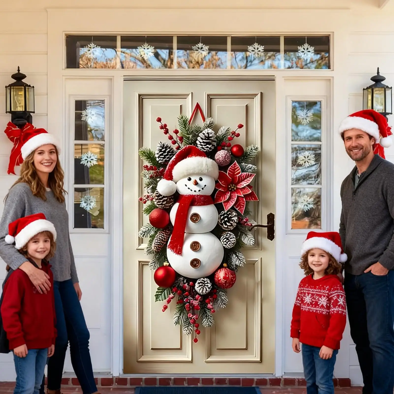 Winter Schneemann Weihnachtskranz Tür Dekoration Hängende Tür – Bild 3