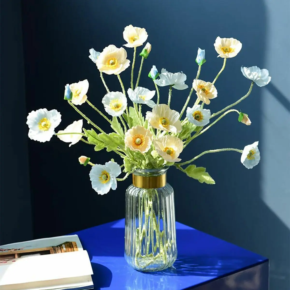 4-köpfiger künstlicher Blumenstrauß Mohn gefälschte Blumen – Bild 6
