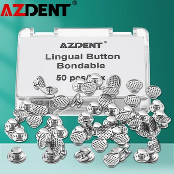Azdent 50 Stück/Box Dentaler Kieferorthopädischer Metall-Lingual-Button, monoblockig klebbar, rechteckiges
