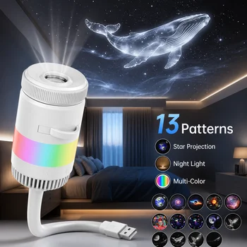Galaxie-Sternenhimmel-Nachtlichtprojektor mit 13 Projektionsfolien LED-Nachtlicht für Erwachsene Schlafzimmer