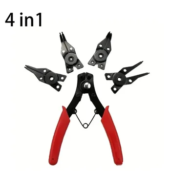 4-in-1 Sicherungsringzange Set Sicherungsringzange Multi Crimp Abnehmbarer Zangenkopf Haltesicherungsringzange