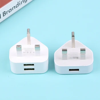 Universeller UK-Stecker, 3-poliger Wandladegerät-Adapter mit 1/2 USB-Anschlüssen, zum Aufladen für iPhone 11