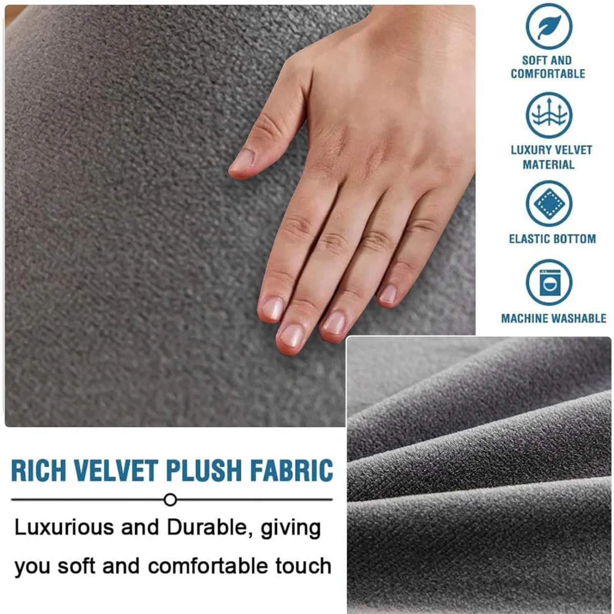 Stretch-elastischer Samt-2-teiliger universeller Sitzbezug – Bild 4