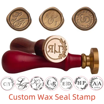 Personalisierte Hochzeits-Initialen-Stempel Individuelles Logo Metallstempel Maßgefertigte Wachssiegel-Stempel