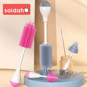 360-Grad-Drehung, 3-in-1-Silikon-Schnullerbürste für Babyflaschen, Waschwasser, Becher, Behälter, Strohhalm