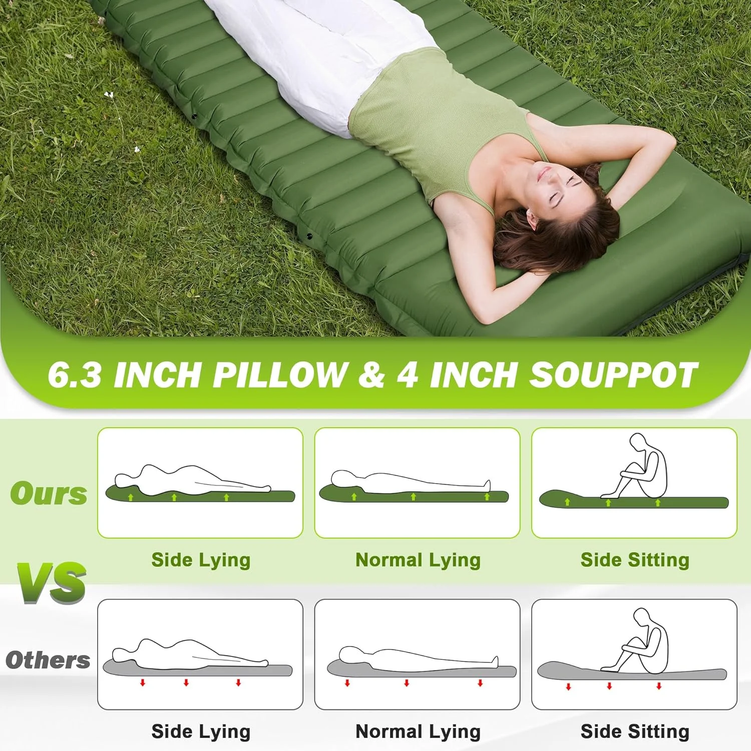 Extra dicke 4-Zoll-Camping-Isomatte, Outdoor-Camping – Bild 3
