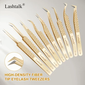 Lashtalk Precision Fiber Tip Pinzette Wimpernverlängerung Diamond Grip Anti-Slip Premium Gold Edelstahl