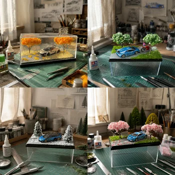 Maßstab 1:64 FourSeasonMiniDiorama Desktop-Mini-Ornament Automodell-Ausstellungsständer
