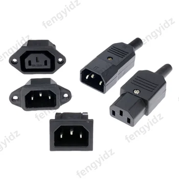 IEC320 C14 C13 Elektrische AC-Buchse, 3 weiblich, männlich, Einlassstecker, 3-polige Buchsenmontage