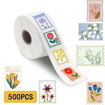 Blume Briefmarken Rolle Aufkleber Harajuku Cartoon Y2k Mode Sammelalbum Graffiti Cafe DIY (500 Stück)