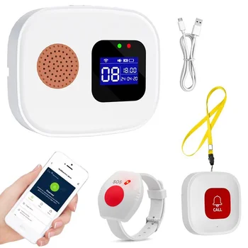 Notrufknopf für Senioren, Tuya WiFi-Alarmsystem für Zuhause, Senioren-Notrufempfänger X 1 + Notrufknopf X 2