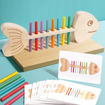 Montessori Farbe Passenden Sensorischen Spielzeug Holz Balance Stick Feine Ausbildung Spiel Puzzle Spielzeug