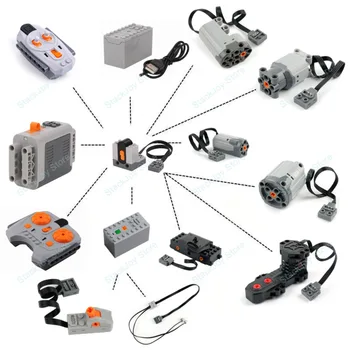 MOC Zugmotor-Kit Servo, Batteriekasten, IR-Fernbedienung, LED-Leuchten, Leistungsfunktionen, Teile