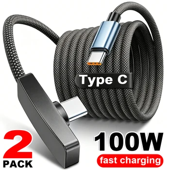 90-Grad-USB-Typ-C-Kabel 100W Schnellladung Datenübertragungskabel Tragbares Rechtwinkliges USB-C-Kabel