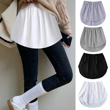 Frauen Mädchen Hemd Bluse Extender Einstellbare Schichtung Faux Top Untere Sweep Mini Rock Falsche Saum