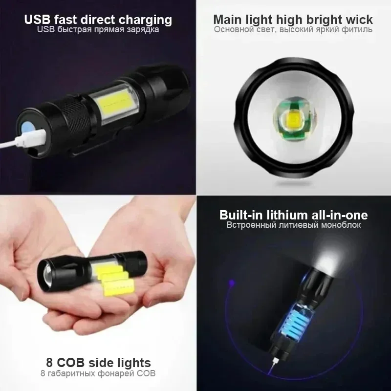 Tragbare wiederaufladbare LED-Taschenlampe mit Stiftclip – Bild 5