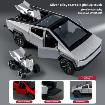 1:36 Cybertruck Spielzeug Geländewagen Druckguss-Modellauto Strand-Motorrad Hobby-Sammlerstück