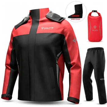 SULAITE Motorrad-Regenmantel, Anzüge für Herren, wasserdichte Regenausrüstung, Regenjacke, reflektierende