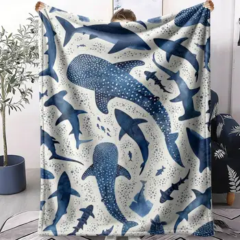 Blaue Ozean-Tiere Weiche Flanell-Decke Sommer-Klimaanlagen-Decke Leichte Kühle Nickerchen-Decke für Sofa Bett