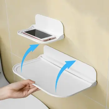 Klappbares, an der Wand montiertes Regal, platzsparend, faltbares Lagerregal, stanzfreier Telefonhalter