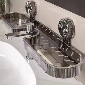 Waschbecken-Aufbewahrungsregal mit Saugnapf für Badezimmer, Toilette, Spiegelfront, Wasserhahn