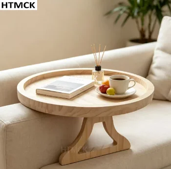 Sofa-Tablett, Sofa-Armlehnen-Clip-On-Tablett, Natürliches Holz-Sofa-Tablett, Praktisches TV-Snack-Tablett
