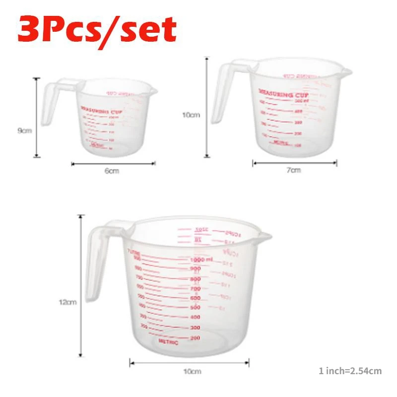 3 stücke 250/500/1000 ml Backflüssigkeit Messbecher PVC Skala – Bild 2