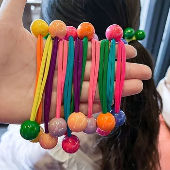 Buntes Haargummi-Set für Frauen und Mädchen, 7-teilig, rutschfeste Pferdeschwanzhalter mit Kugelverzierungen