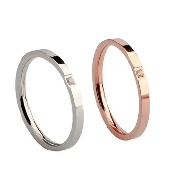 High End Pvd Einzelnen Zirkon Dünne Ringe Für Frauen Edelstahl Ring Cocktail Empfang Ring Schmuck