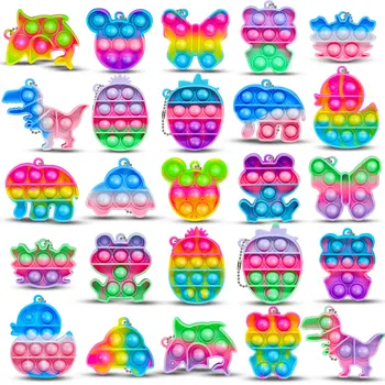 Regenbogen Schlüsselbund Zappeln Spielzeug Cartoon Kawaii Sensorischen Spielzeug Push Stress Relief