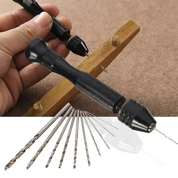 Mini-Werkzeugset mit schwarzem Hand-Spiralbohrer, 10-teilig, gebratener Teig-Spiralbohrer für Holzbearbeitung