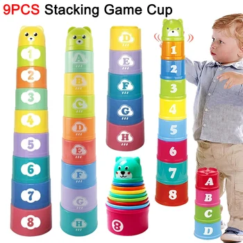 Stapeln Spiel Tasse Kinder Brettspiel Hand Geschwindigkeit Wettbewerb Falten Tasse mit Zahlen Buchstaben