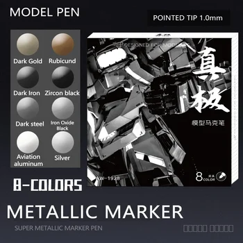 8-Farben-Set Metallic-Markierungsstift 1 mm DIY reflektierender Farbstift Permanent Gold SILBER Marker Touch