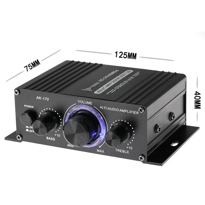 AK170 Mini Digital Power Audio Auto Verstärker Blau Licht – Bild 4