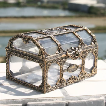 1 Kunststoff Transparent Piraten Schatz Box Kristall Edelstein Schmuck Box Lagerung Organizer Brust Schatz