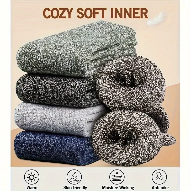 3/5 Paar warme Herrensocken, dicke Frottee-Socken bis zur – Bild 4