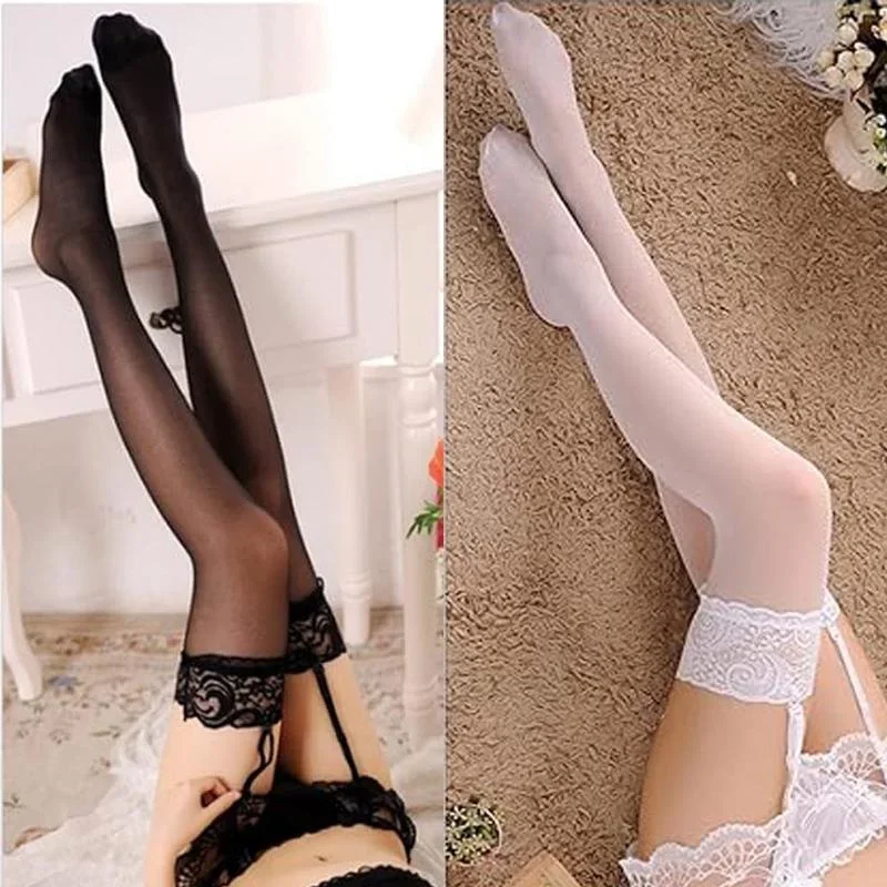 Frauen Spitze Strumpfgürtel und Strümpfe Set Jacquard