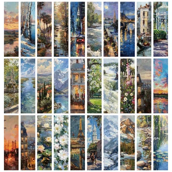 Ölgemälde Landschaft Lesezeichen Zimmer Laptop Hintergrund Wand Dekor Gepäck Ästhetische (30 Stück)