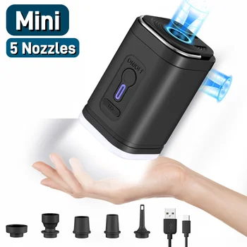 Tragbare Mini-Luftpumpe mit 1300-mAh-Akku, wiederaufladbar über USB zum Aufblasen und Entleeren