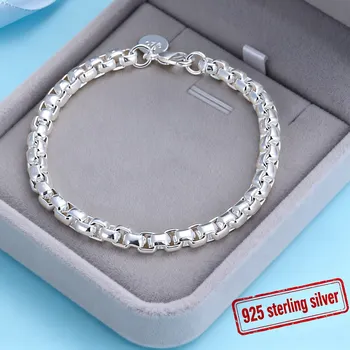 Edle, schöne 925er-Sterlingsilber-Armbänder mit geometrischer 4-mm-Kette für Frauen, Hochzeit, Party