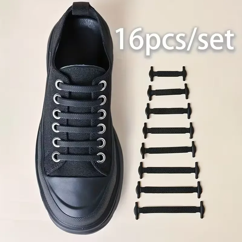 16 Stück/Packung elastische Silikon-Schnürsenkel ohne