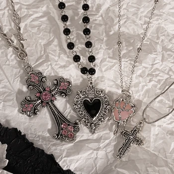 Y2K Sweet Cool Girl personalisierte kreative Kreuz-Liebes-Anhänger-Halskette, geeignet für den täglichen