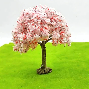 Realistisches Plastik-Miniatur-Blumenbaum-Modell DIY Landschaftsornament für Eisenbahn-Diorama