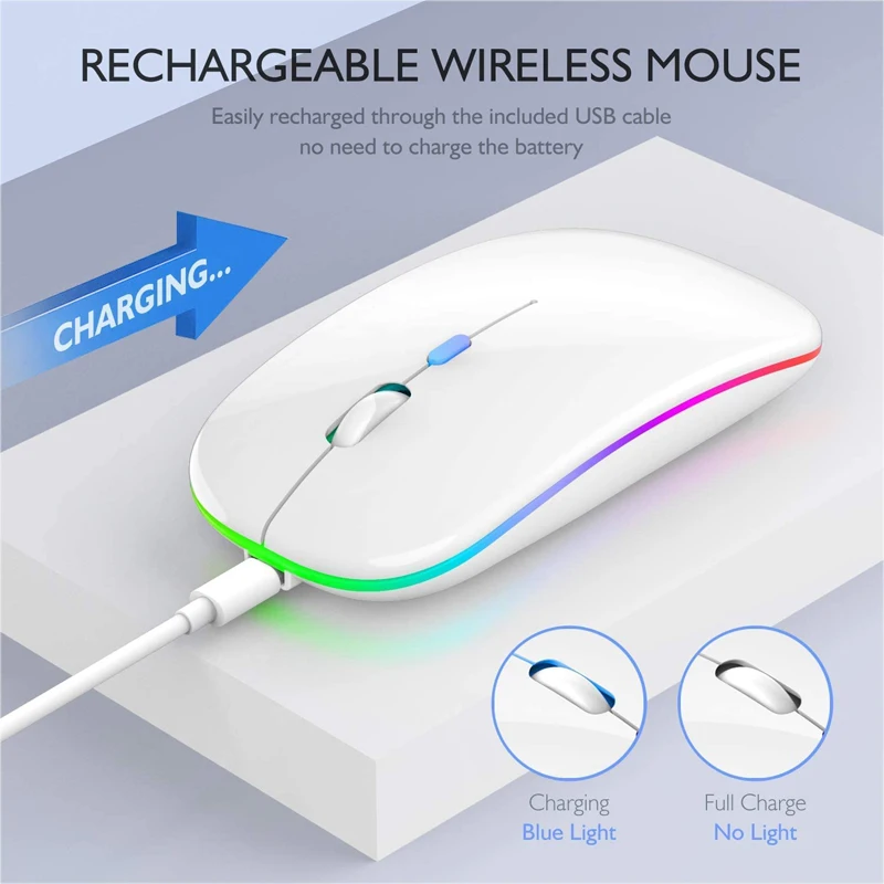 LED Drahtlose Maus USB Aufladbare Bluetooth-kompatibel RGB – Bild 3